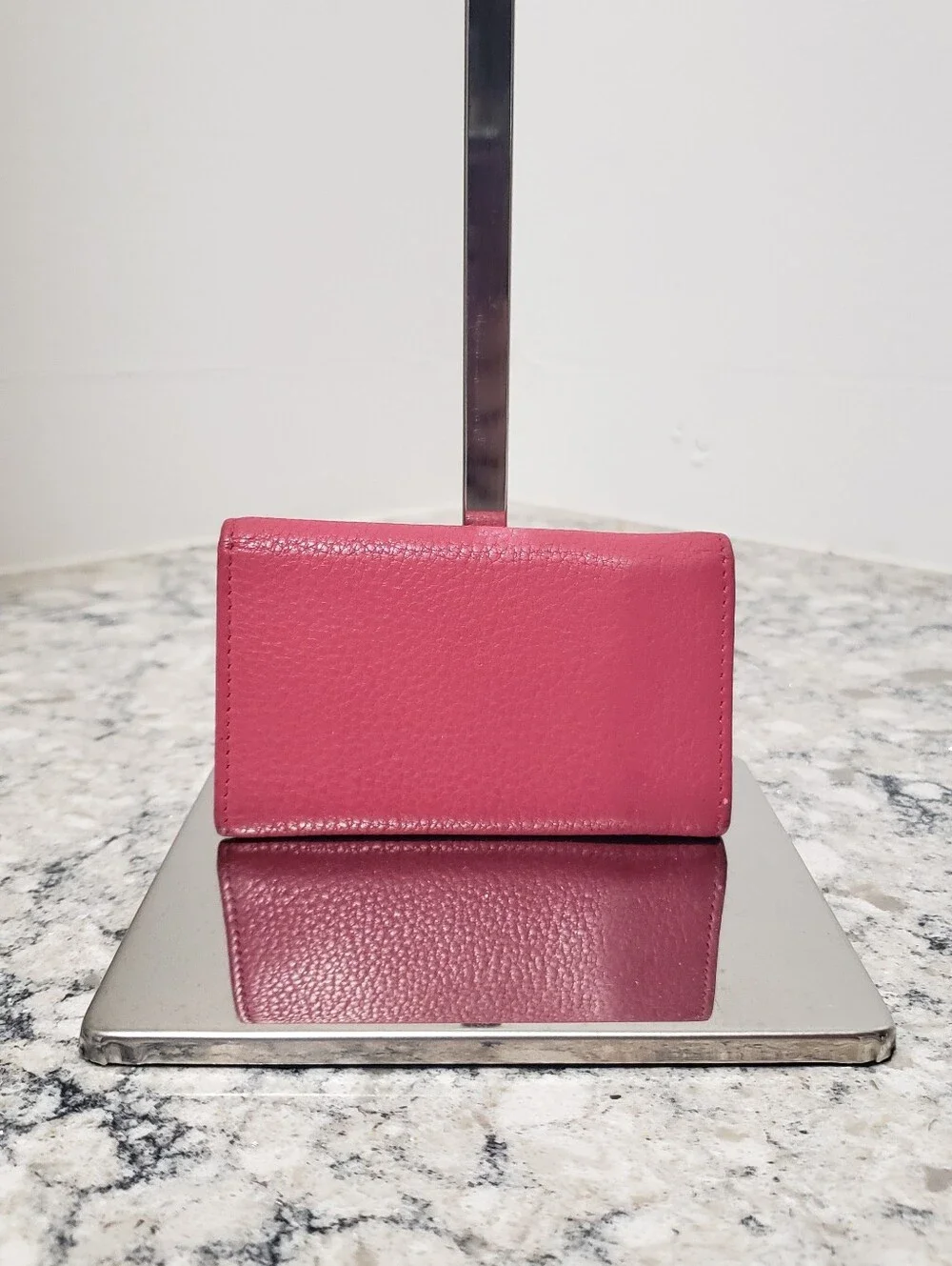Prada Pink Pebbled Leather 6 Key Ring Card Case Holder
